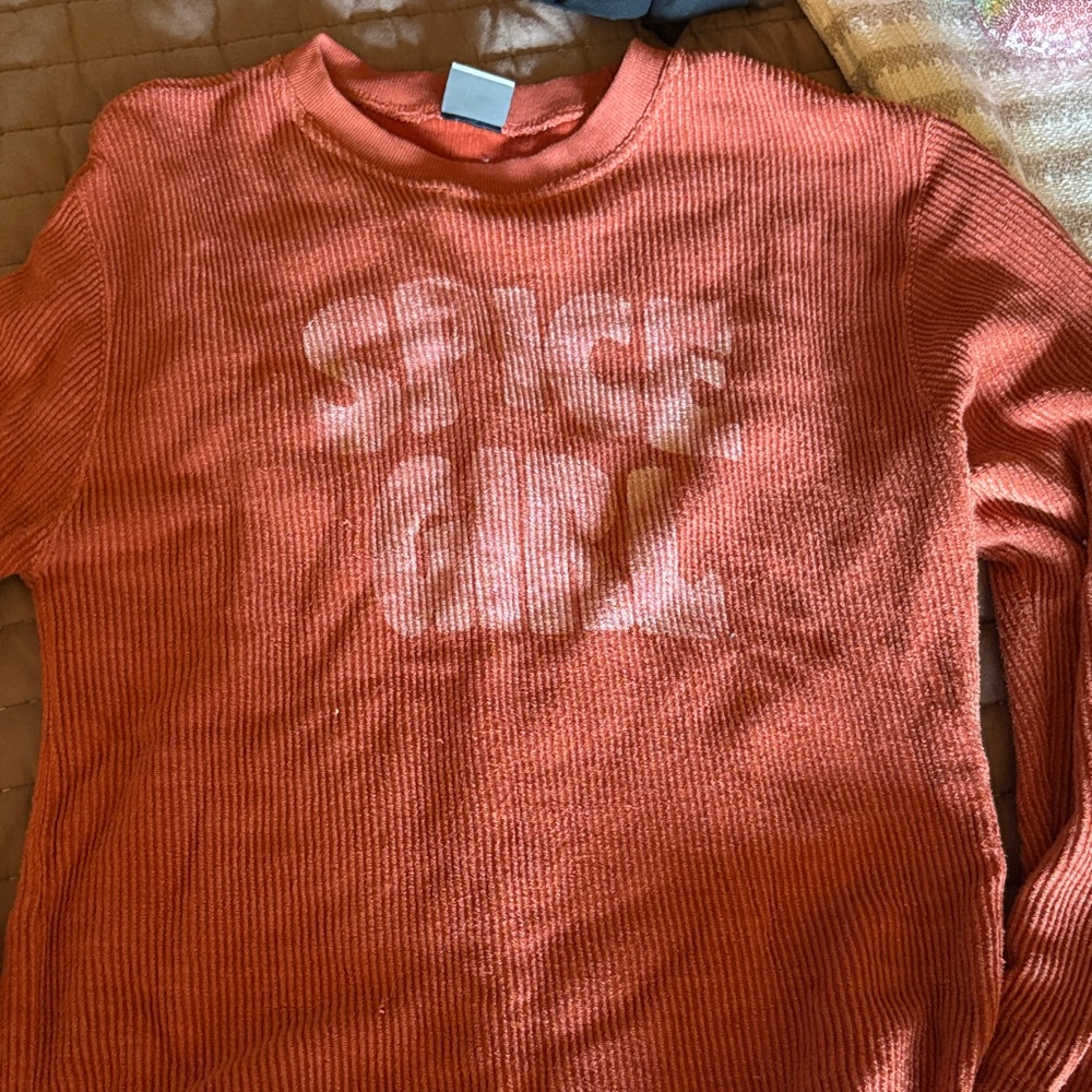 Space Girl Ribbed Orange Sweatshirt